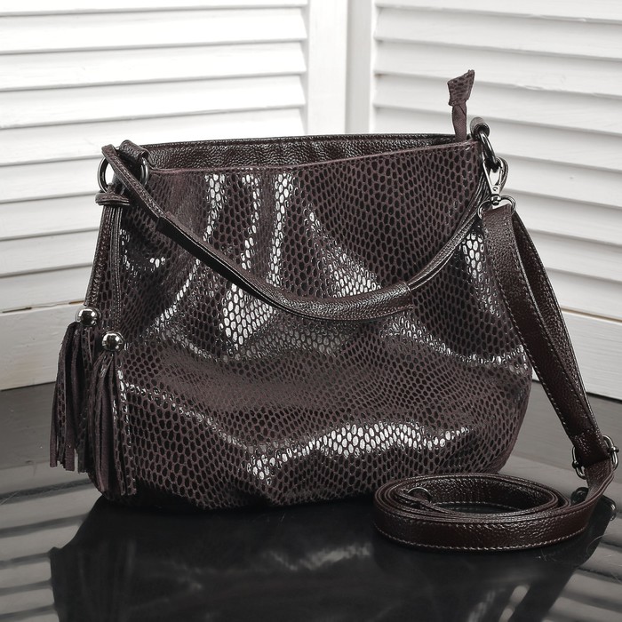 Сумка женская на молнии, 1 отдел, наружный карман, длинный ремень, цвет коричневый