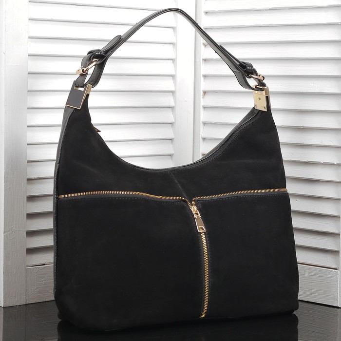 Сумка женская на молнии, 1 отдел с перегородкой, 3 наружных кармана, цвет чёрный