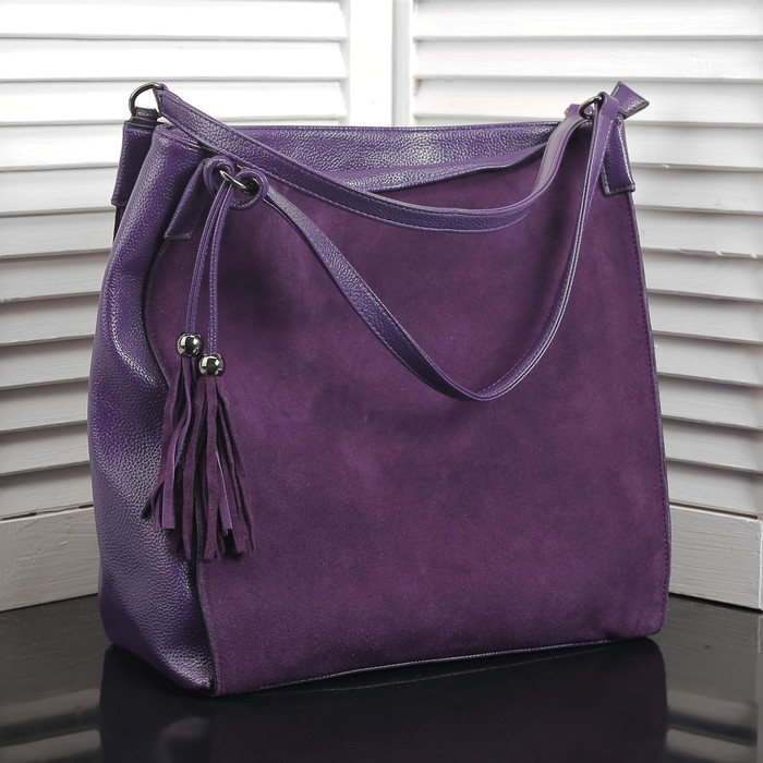 Сумка женская на молнии, 1 отдел с перегородкой, наружный карман, цвет фиолетовый