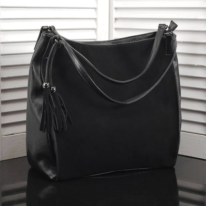 Сумка женская на молнии, 1 отдел с перегородкой, наружный карман, цвет чёрный