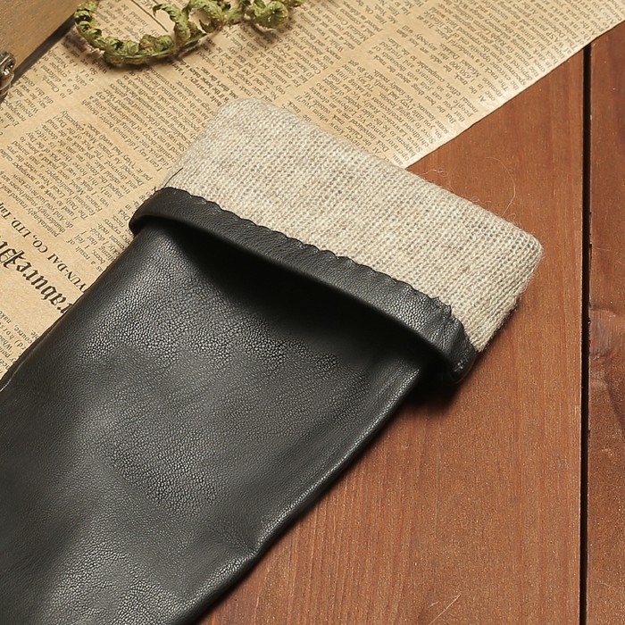 Перчатки женские, подклад шерсть, гладкие, бант, размер 9, цвет чёрный