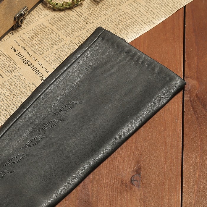 Перчатки женские, подклад шерсть, лепестки, размер 7.5, цвет чёрный