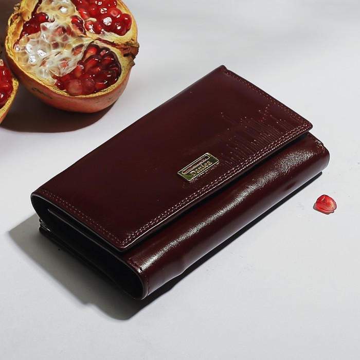 Кошелёк женский, 3 отдела, для карт, монет, цвет бордовый