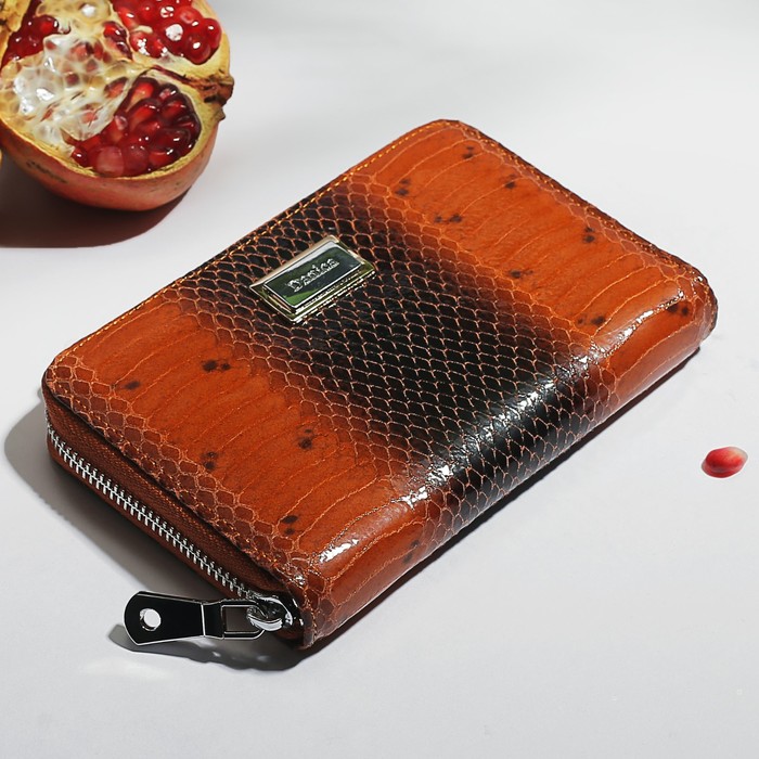 Кошелёк женский 2 в 1, отдел под автодокументы, 2 отдела, для карт, монет, цвет оранжевый