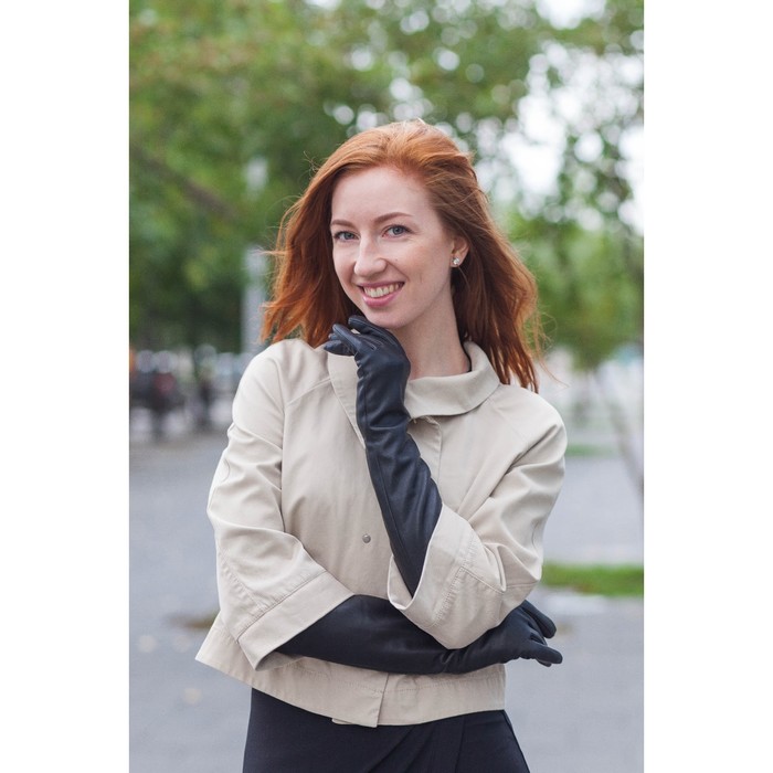 Перчатки женские, подклад шерсть, гладкие, размер 8, цвет чёрный