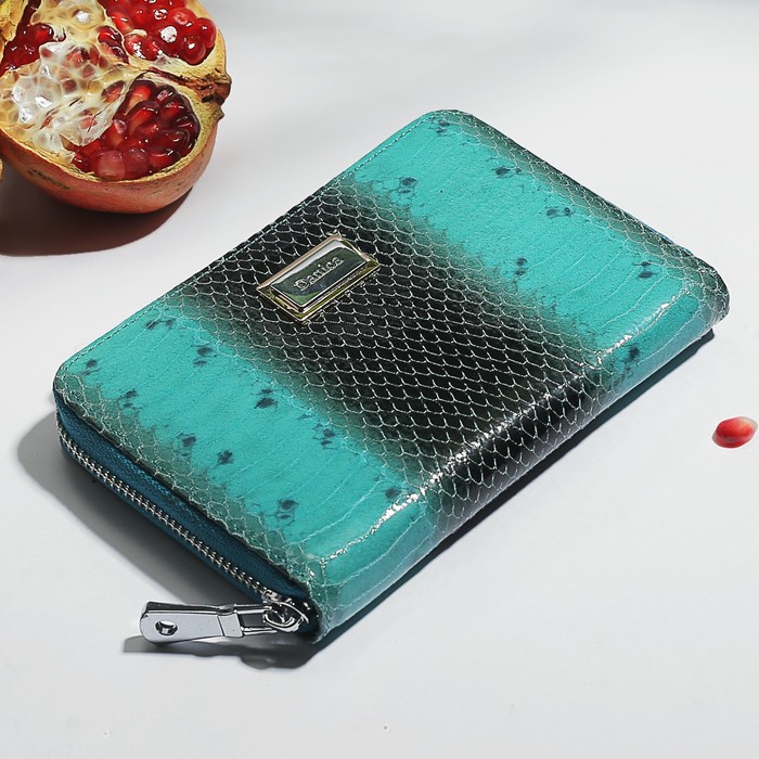 Кошелёк женский 2 в 1, отдел под автодокументы, 2 отдела, для карт, монет, цвет бирюзовый