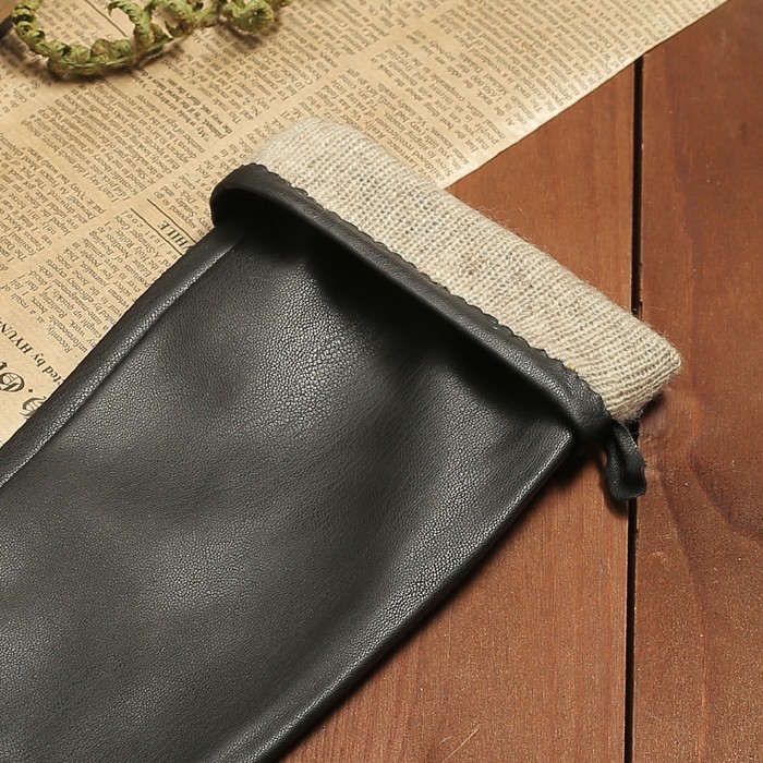 Перчатки женские, подклад шерсть, гладкие, размер 9, цвет чёрный