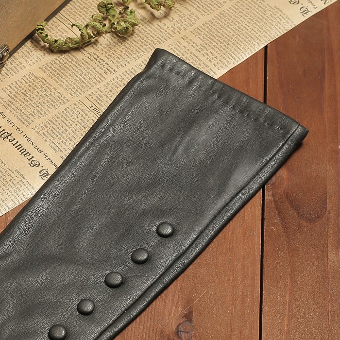 Перчатки женские, подклад шерсть, 6 пуговиц, размер 7.5, цвет чёрный