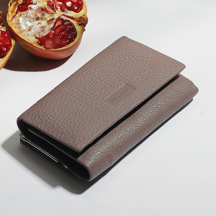 Кошелёк женский, 3 отдела, для карт, монет, цвет пудра