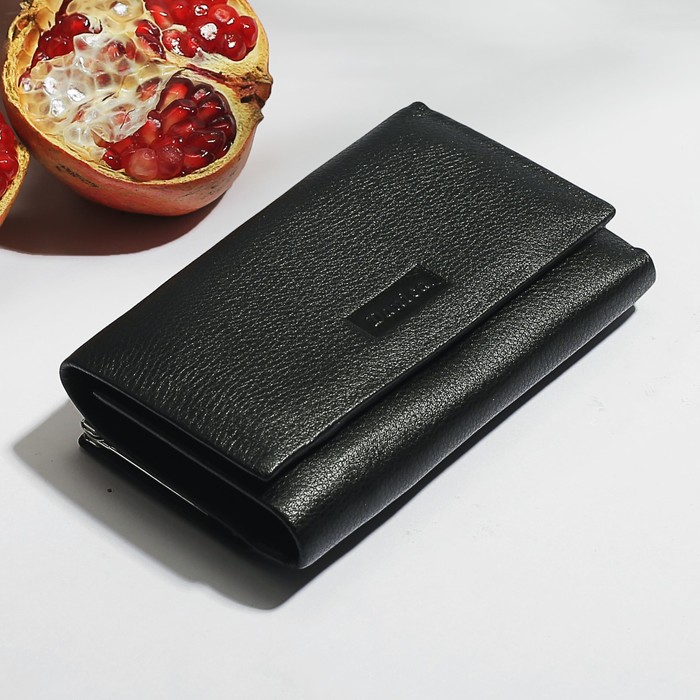 Кошелёк женский, 3 отдела, для карт, монет, цвет чёрный