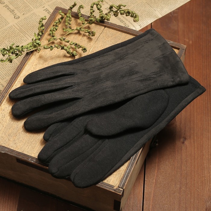 Перчатки мужские, размер 12, гладкие, подклад флис, цвет чёрный