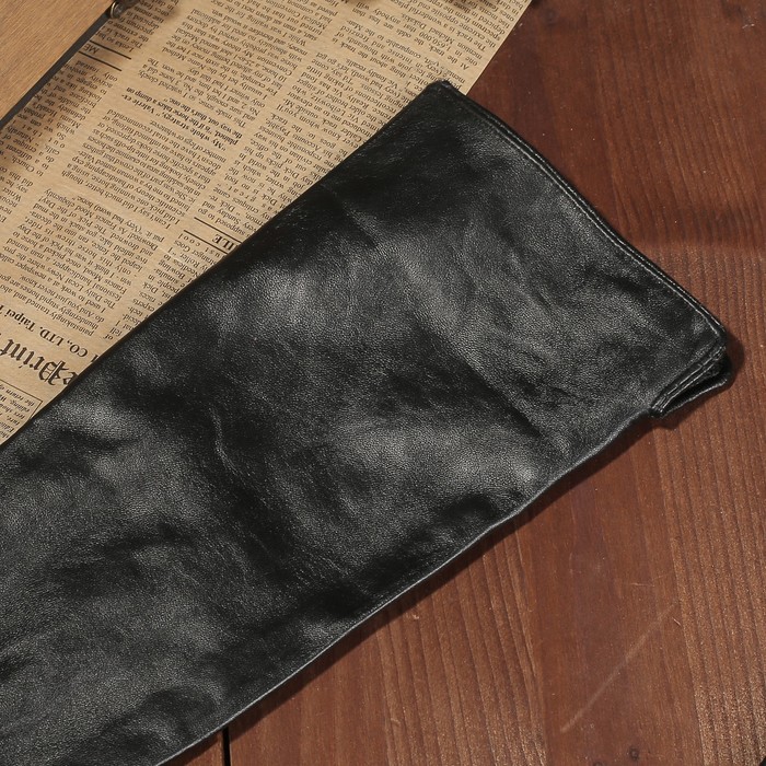 Перчатки женские, удлинённые, подклад шерсть, гладкие, размер 8.5, цвет чёрный