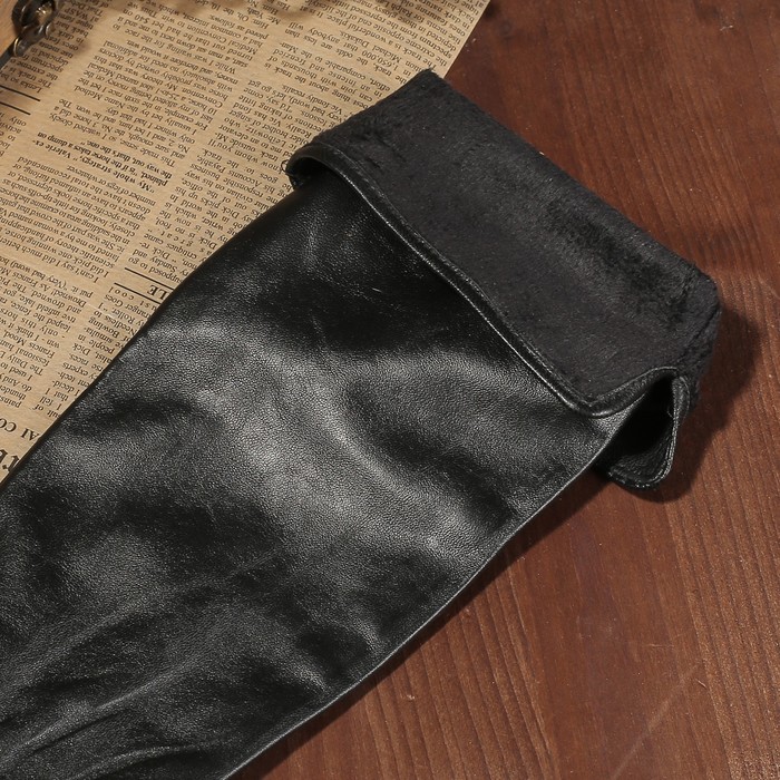 Перчатки женские, удлинённые, подклад шерсть, гладкие, размер 8.5, цвет чёрный