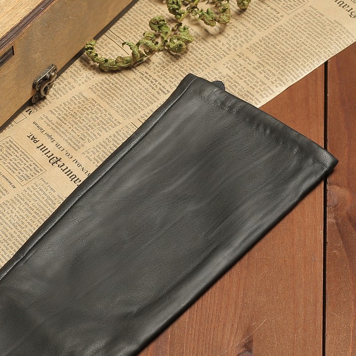 Перчатки женские, подклад шерсть, гладкие, бант, размер 7.5, цвет чёрный