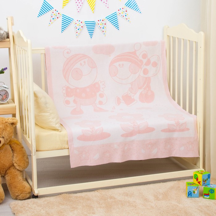 Одеяло байковое "Букашки", размер 100х140 см, цвет розовый, хл100% 360 г/м D315411
