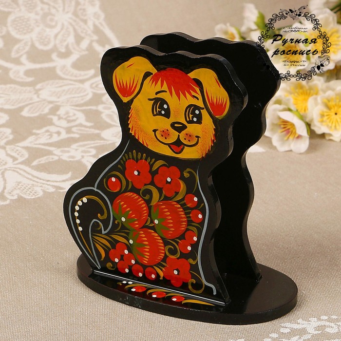 Салфетница «Собака», хохлома