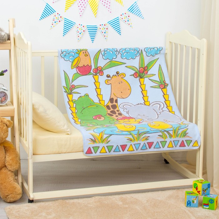 Одеяло байковое "У озера", размер 85х115 см, цвет голубой, хл100% 390 г/м D111511