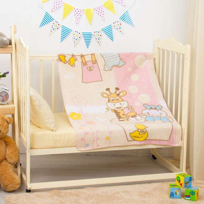 Одеяло байковое "Купание", размер 85х115 см, цвет розовый, хл100% 390 г/м D111511