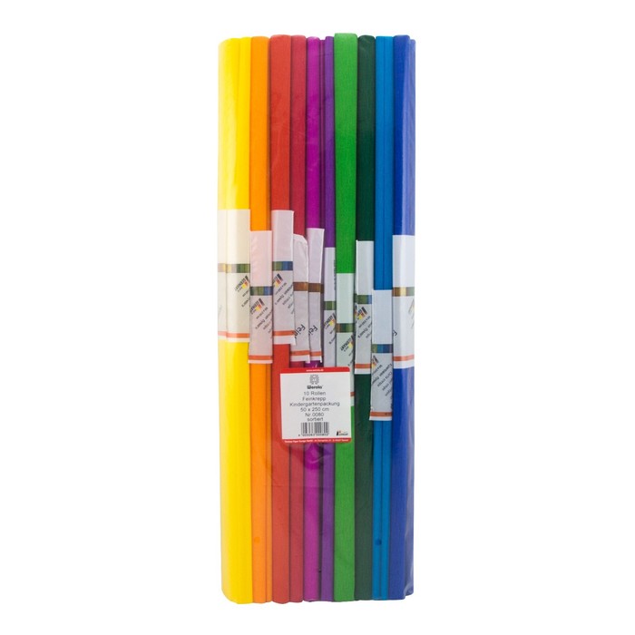 Бумага крепированная «Ассорти», 10 цветов микс, 32 г/м², 50 x 250 см