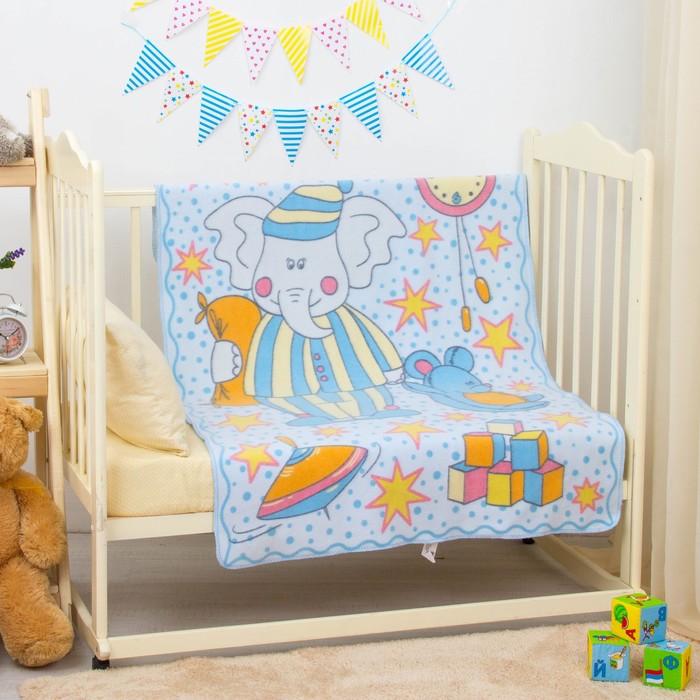 Одеяло байковое "Пора спать", размер 100х140 см, цвет голубой, хл100% 390 г/м D311511