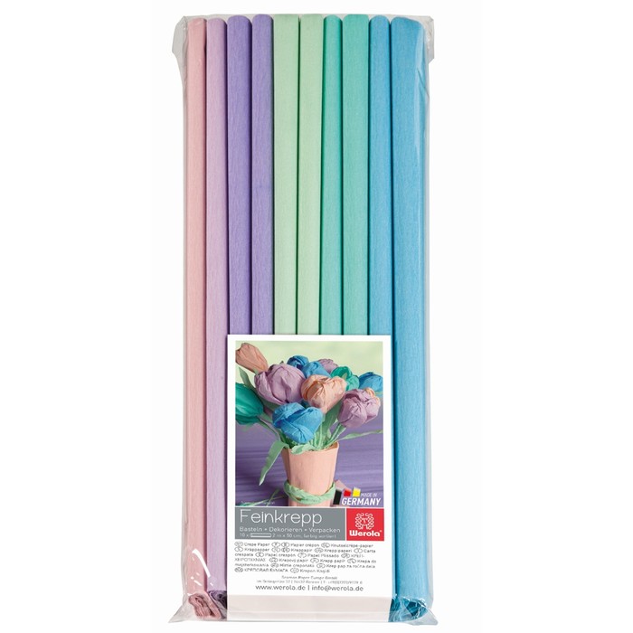 Бумага крепированная «Тренд», 10 цветов микс, 32 г/м², 50 x 200 см