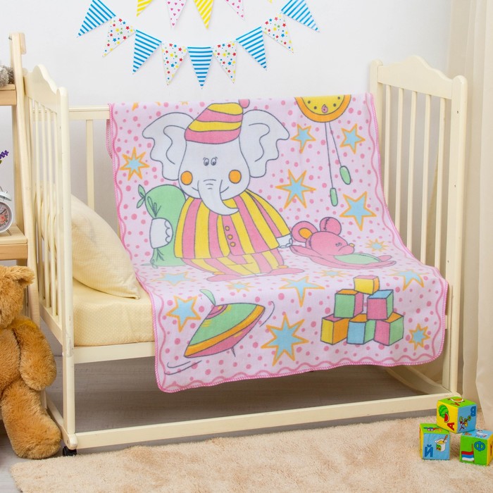 Одеяло байковое "Пора спать", размер 100х140 см, цвет розовый, хл100% 390 г/м D311511