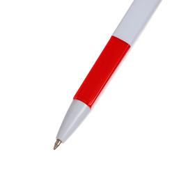 Ручка шариковая, автоматическая, под логотип, белая с красным резиновым держателем и клипом от Сима-ленд