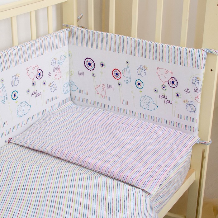 Комплект в кроватку "Ёжики", 6 предметов, цвет белый, хл100% 125 г/м H613-01
