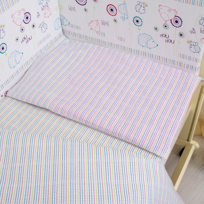 Комплект в кроватку "Ёжики", 6 предметов, цвет белый, хл100% 125 г/м H613-01