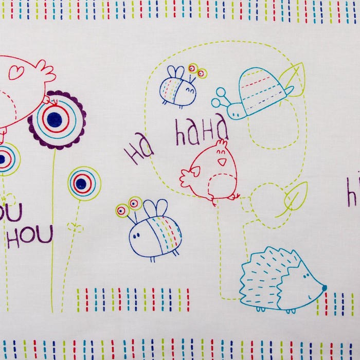 Комплект в кроватку "Ёжики", 6 предметов, цвет белый, хл100% 125 г/м H613-01