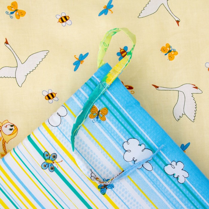 Комплект в кроватку "Гуси-лебеди", 6 предметов, цвет жёлтый, хл100% 125 г/м H713-1