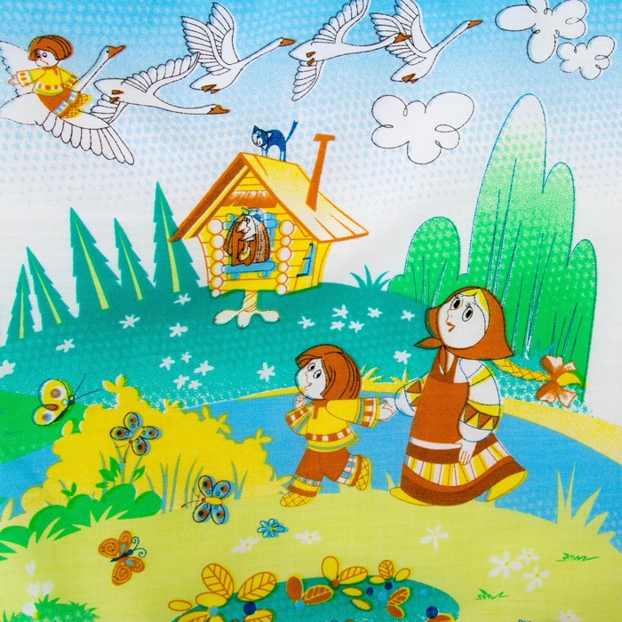 Комплект в кроватку "Гуси-лебеди", 6 предметов, цвет салатовый, хл100% 125 г/м H713-1