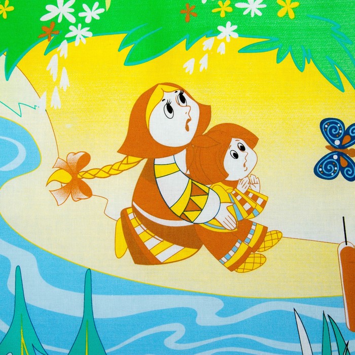 Комплект в кроватку "Гуси-лебеди", 6 предметов, цвет салатовый, хл100% 125 г/м H713-1