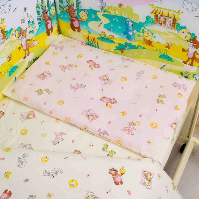 Комплект в кроватку "Колобок", 6 предметов, цвет жёлтый, хл100% 125 г/м H713-2