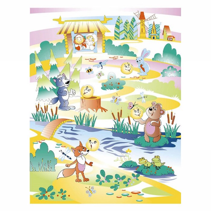 Комплект в кроватку "Колобок", 6 предметов, цвет жёлтый, хл100% 125 г/м H713-2