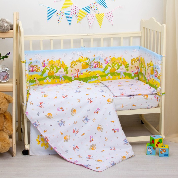 Комплект в кроватку "Репка", 6 предметов, цвет голубой, хл100% 125 г/м H713-3