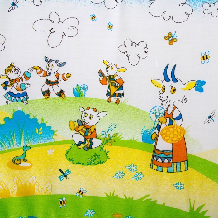 Комплект в кроватку "Семеро козлят", 6 предметов, цвет голубой, хл100% 125 г/м H713-4