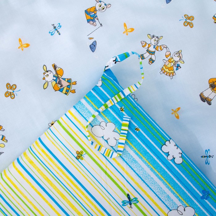 Комплект в кроватку "Семеро козлят", 6 предметов, цвет голубой, хл100% 125 г/м H713-4