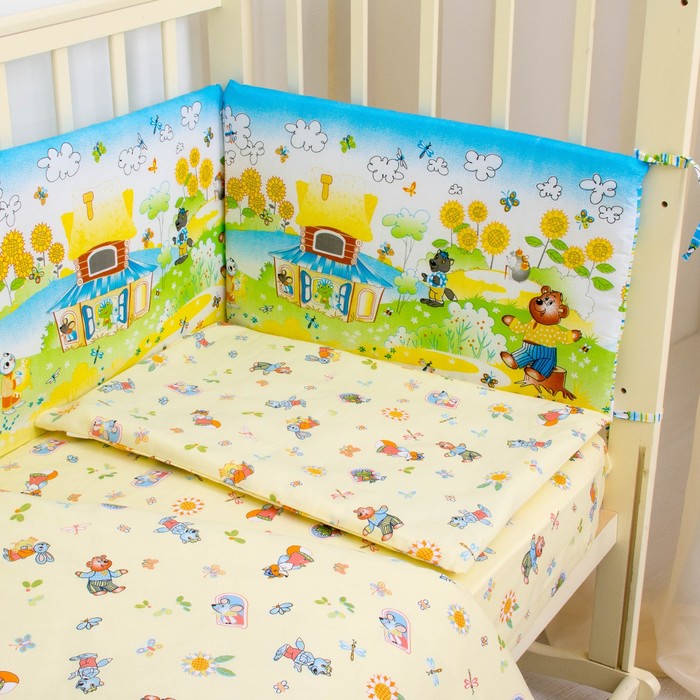 Комплект в кроватку "Теремок", 6 предметов, цвет жёлтый, хл100% 125 г/м H713-5
