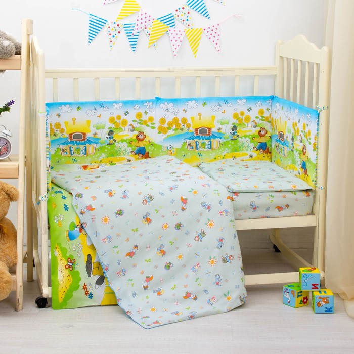 Комплект в кроватку "Теремок", 6 предметов, цвет салатовый, хл100% 125 г/м H713-5