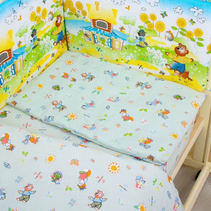 Комплект в кроватку "Теремок", 6 предметов, цвет салатовый, хл100% 125 г/м H713-5