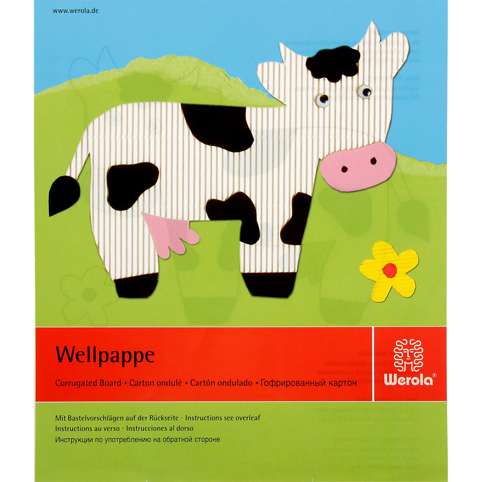 Картон цветной гофрированный 350*250 мм Werola e-wave 110 г/м², ассорти, ЦЕНА ЗА 1 ЛИСТ