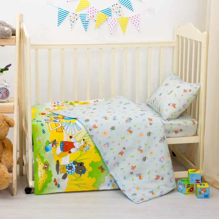 Детское постельное бельё "Теремок", размер 112х147, 60х120, 40х60 см, цвет салатовый, хл100%, бязь 125 г/м C0115 275655