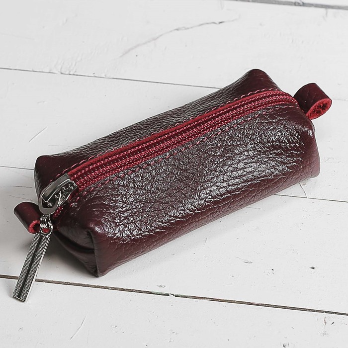 Ключница на молнии, 1 отдел, цвет бордовый