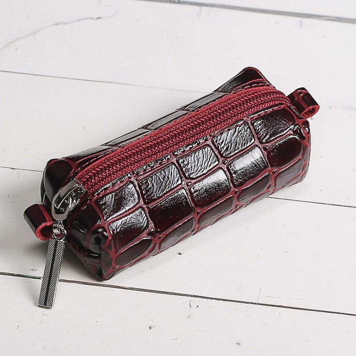 Ключница на молнии, 1 отдел, цвет бордовый