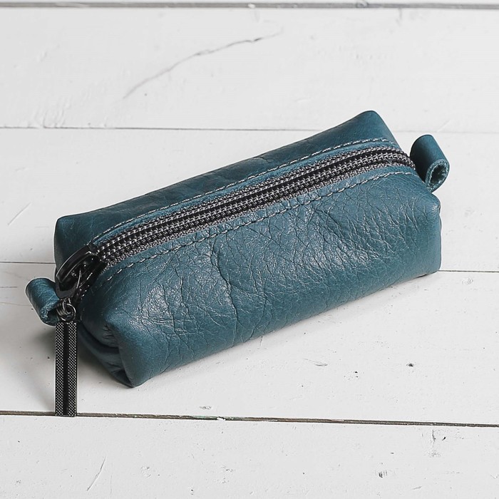 Ключница на молнии, 1 отдел, цвет зелёный