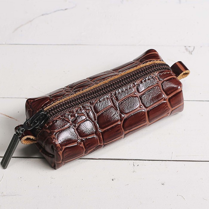 Ключница на молнии, 1 отдел, цвет коричневый