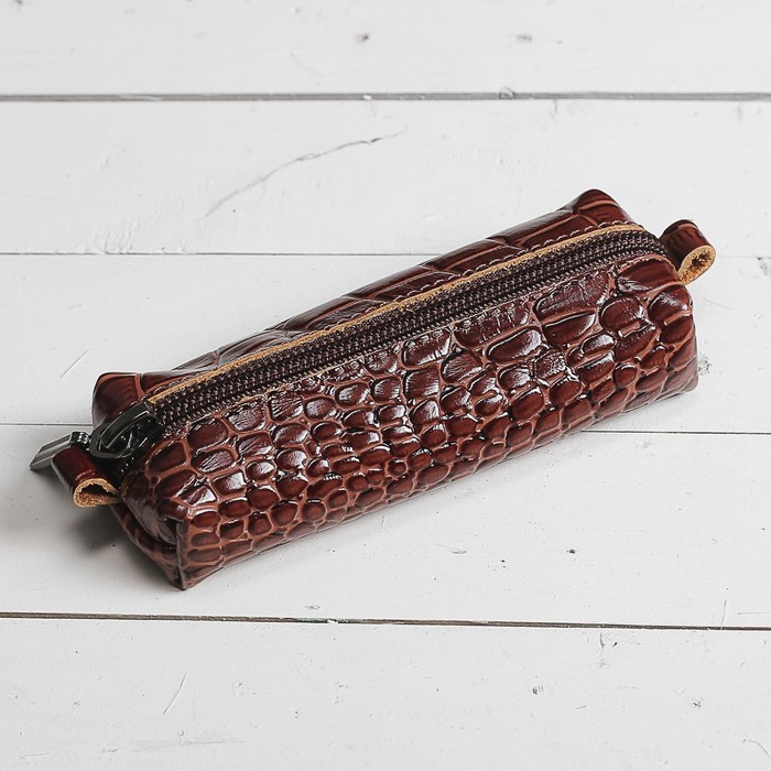 Ключница на молнии, 1 отдел, цвет коричневый