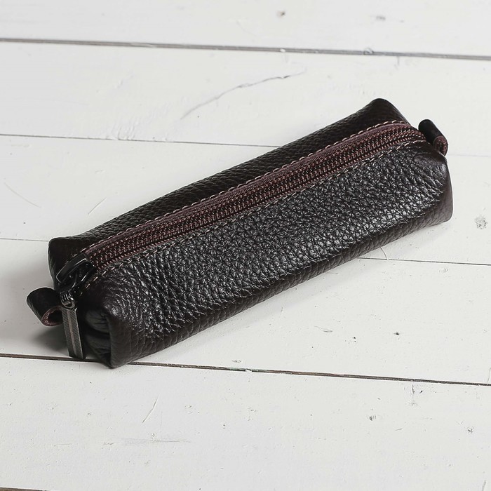 Ключница на молнии, 1 отдел, цвет коричневый