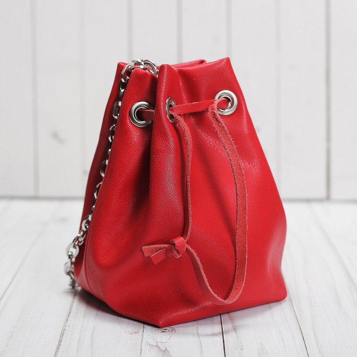 Сумка-торба женская, 1 отдел, цепочка, цвет красный